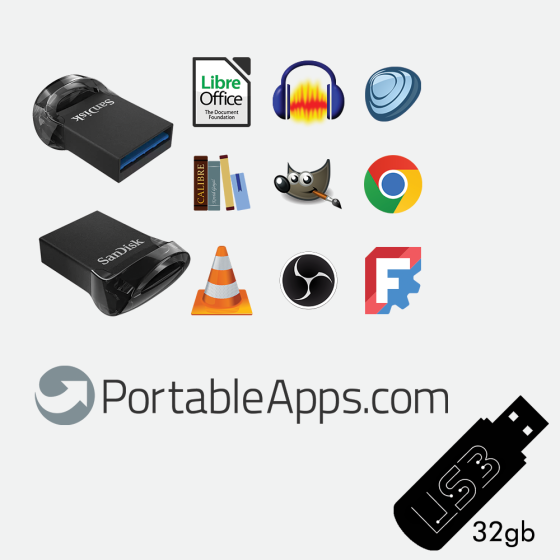 Portable Apps USB Drive (Office, Image Editing, Anti-Virus Software etc) - SanDisk 32gb USB 3.2