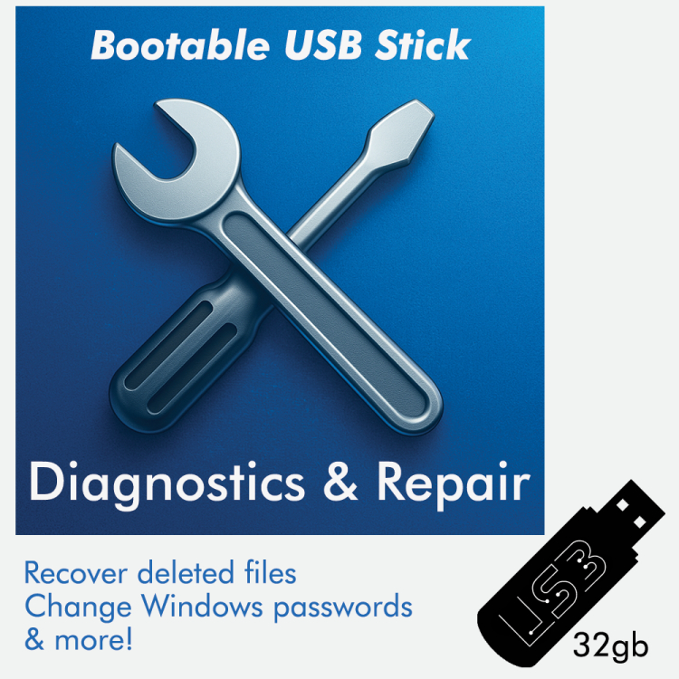 Bootable Windows Diagnostic & Repair USB Drive (File, Password Recovery etc) - SanDisk 32gb USB 3.2