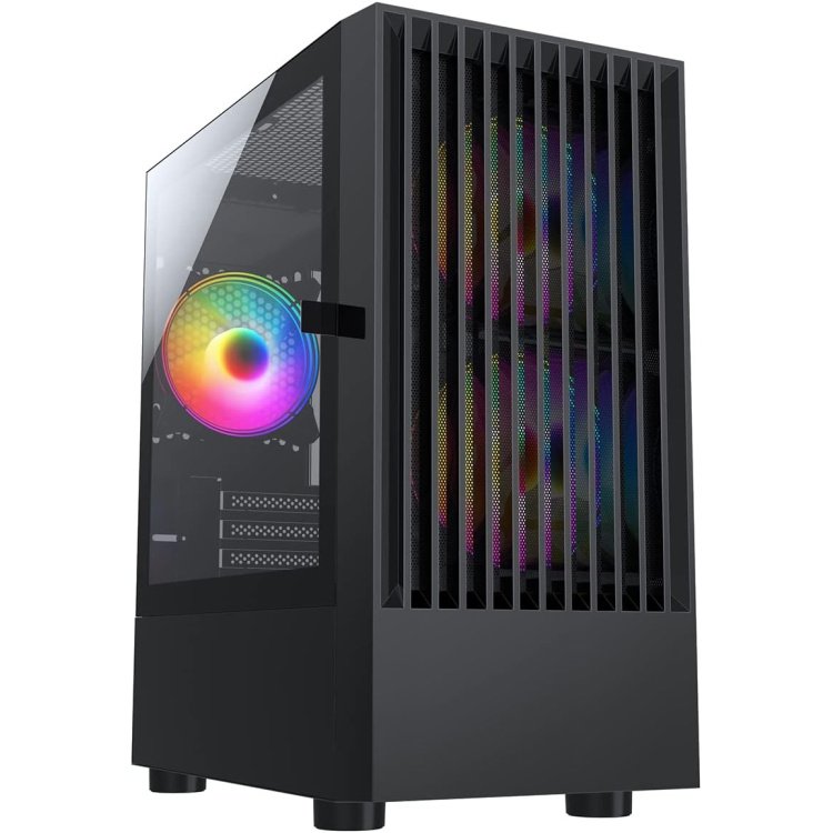 CiT Slammer Micro-ATX ARGB PC Gaming Case - Black